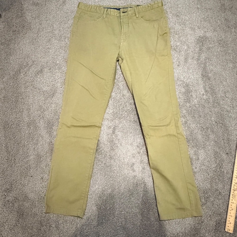 Springfield Smart Collection Men Olive Green Chino Pants 35x29 Slim Straight